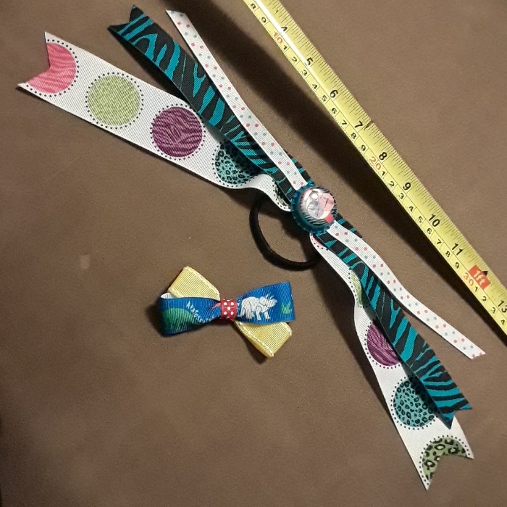 ** Handmade HairBow Dragonfly Ponytail & Dino Clip